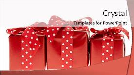  Presentation with pharmaceutical red - Presentation theme consisting of polka dot - three presents wrapped in red background and a sky blue colored foreground
