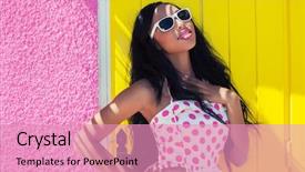  Presentation with african american adults in classroom - Cool new PPT theme with polka dot - young attractive smiling african american backdrop and a coral colored foreground