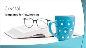  Presentation with book glasses - Slide set with polka-dot-mug-with-book background and a white colored foreground