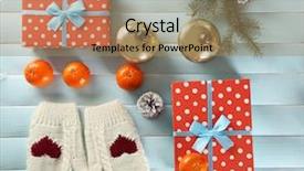  Presentation with cookies christmas - Slides having polkadots - christmas composition with gift boxes background and a coral colored foreground