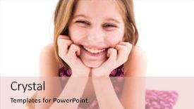  Presentation with teenage girl - PPT theme enhanced with polkadots - lovely teenage girl lying background and a  colored foreground