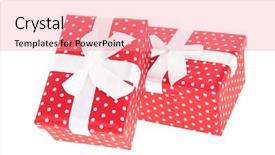  Presentation with satin - PPT layouts featuring polkadots - red dotted presents with ribbon background and a  colored foreground