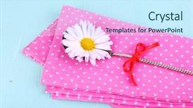  Presentation with spoon - PPT theme featuring polks dots - camomile in metal spoon background and a cool aqua colored foreground