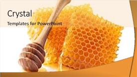  Presentation with honeycomb - Slides enhanced with pollen - honeycomb with spoon in closeup background and a yellow colored foreground