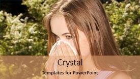  Presentation with tissue - Presentation design consisting of pollen dans l air - attractive young woman outdoor background and a coral colored foreground