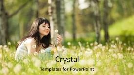  Presentation with park - Presentation design consisting of pollen dans l air - cute woman in the park background and a yellow colored foreground