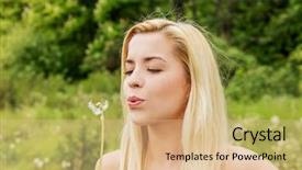  Presentation with heart of flowers - Amazing theme having pollen dans l air - young blonde woman posing backdrop and a lemonade colored foreground
