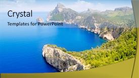  Presentation with aerial - Amazing PPT layouts having pollensa high aerial sea backdrop and a light blue colored foreground