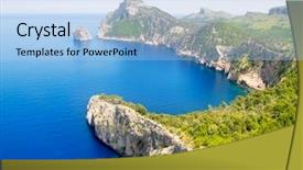  Presentation with aerial - Presentation theme having pollensa high aerial sea background and a light blue colored foreground