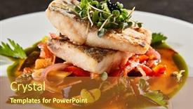  Presentation with food fish - Slide deck with pollock-fish-fillet-with-vegetables background and a tawny brown colored foreground