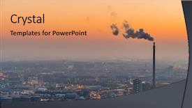  Presentation with area - Colorful presentation theme enhanced with pollution - austria linz industrial area backdrop and a coral colored foreground