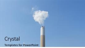  Presentation with sky blue - Slides featuring environmental pollution - chimney and smoke over blue background and a  colored foreground