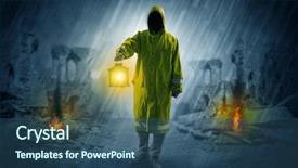  Presentation with catastrophe - Slides featuring pollution - destroyed place after a catastrophe background and a ocean colored foreground