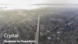  Presentation with los angeles - PPT theme having pollution - los angeles 405 freeway smog background and a dark gray colored foreground