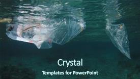  Presentation with plastic bags - Slide deck featuring pollution - plastic bags pollute ocean background and a ocean colored foreground