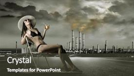  Presentation with consumerism - Beautiful presentation theme featuring pollution air - consumerism concept a rich woman backdrop and a dark gray colored foreground