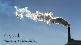  Presentation with pollution air - Cool new PPT theme with pollution air - smokestack billowing smoke backdrop and a light blue colored foreground