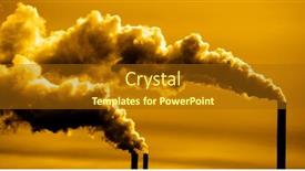  Presentation with power plant - Slide set consisting of pollution-and-smoke-from-chimneys background and a tawny brown colored foreground