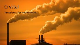  Presentation with power plant - Colorful presentation enhanced with pollution and smoke from chimneys backdrop and a gold colored foreground