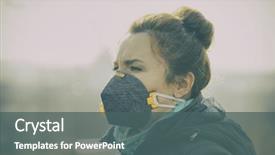  Presentation with anti virus - Theme with pollution anti-smog and virus background and a ocean colored foreground