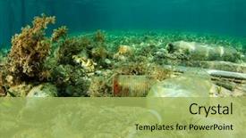  Presentation with environmental pollution - Presentation theme featuring pollution environmental problem in ocean background and a yellow colored foreground