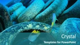  Presentation with ocean pollution - Slide deck enhanced with pollution in ocean environmental problem background and a ocean colored foreground