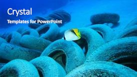  Presentation with ocean pollution - Amazing PPT theme having pollution in ocean environmental problem backdrop and a gray colored foreground