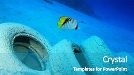  Presentation with ocean pollution - Colorful slide set enhanced with pollution in ocean environmental problem backdrop and a teal colored foreground