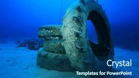  Presentation with environmental pollution - Audience pleasing PPT theme consisting of pollution in ocean environmental problem backdrop and a ocean colored foreground