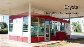  Presentation with gas station - Theme featuring pollution roadside - closed gas station background and a coral colored foreground