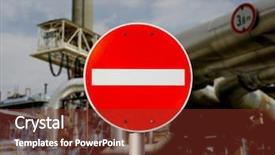  Presentation with industrial textile industry yarn spools - Cool new presentation theme with pollution roadside - no entry traffic sign backdrop and a tawny brown colored foreground