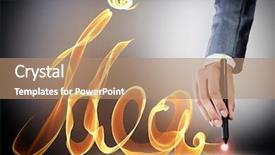  Presentation with hand drawn brush stroke design - Slides consisting of pollygraph - close up of designer hand background and a coral colored foreground