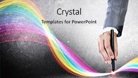  Presentation with colorful - Audience pleasing presentation theme consisting of pollygraph - close up of designer hand backdrop and a light gray colored foreground