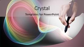  Presentation with hand drawn brush stroke design - PPT theme consisting of pollygraph - close up of designer hand background and a soft green colored foreground