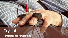  Presentation with detector - PPT theme with pollygraph - man passes a lie detector background and a tawny brown colored foreground