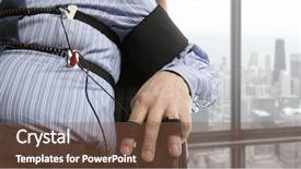  Presentation with detector - Presentation theme featuring pollygraph - man passes a lie detector background and a tawny brown colored foreground