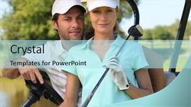  Presentation with award golf - PPT theme consisting of polo shirt - couple game golf background and a light blue colored foreground