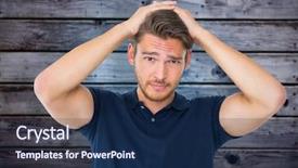  Presentation with man looking up happy - Amazing presentation theme having polo shirt - handsome young man looking confused backdrop and a navy blue colored foreground