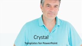  Presentation with polo - Audience pleasing theme consisting of polo shirt - mature smiling man backdrop and a  colored foreground