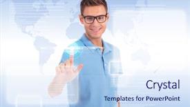  Presentation with touch screen accessible for disable students - Presentation theme with polo shirt - picture of handsome casual young background and a sky blue colored foreground