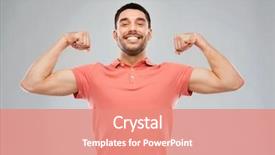  Presentation with polo - Amazing slide set having polo shirt - smiling man showing biceps backdrop and a coral colored foreground