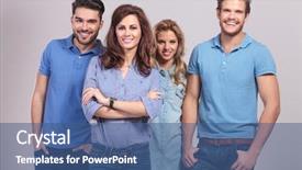  Presentation with woman leader - Presentation theme having polo shirt - woman leader with hands crossed background and a ocean colored foreground