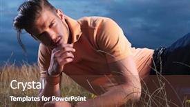  Presentation with grass - Beautiful PPT layouts featuring polo shirt - young casual man outdoor laying backdrop and a tawny brown colored foreground