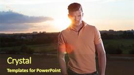  Presentation with outdoor movie - Slide deck with polo shirt - young casual man posing outdoor background and a  colored foreground