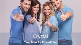  Presentation with casual young people - Slide set consisting of polo shirt - young group of casual people background and a ocean colored foreground