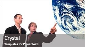  Presentation with earth - PPT theme enhanced with polution - businessman showing earth background and a dark gray colored foreground