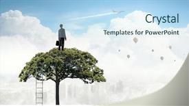  Presentation with solution - Amazing slide deck having polution - forestation as ecologyy solution mixed backdrop and a sky blue colored foreground