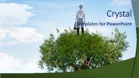  Presentation with solution - Slide deck having polution - forestation as ecologyy solution mixed background and a sky blue colored foreground