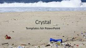  Presentation with pollution - Slides featuring polution - pollution on the copacabana beach background and a light gray colored foreground