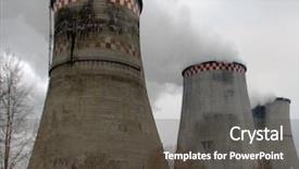  Presentation with power plant - PPT theme having polution - power plant background and a dark gray colored foreground